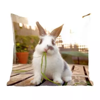 Декоративная подушка MuchoWow, диванная подушка, декоративная подушка для гостиной, 60 х 60 см, кролик, ребенок, еда, чехол на подушку, хлопковая ткань, декоративные чехлы на подушки