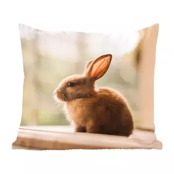 Декоративная подушка MuchoWow, диванная подушка, декоративная подушка для гостиной, 60 х 60 см, кролик, ребенок, животное, чехол на подушку, хлопчатобумажная ткань, декоративные чехлы на подушки