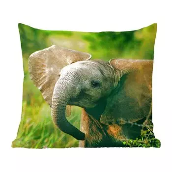 Декоративная подушка MuchoWow Диванная подушка Декоративная подушка для гостиной 50 x 50 см Африканский слон с висячими ушками - Чехлы на подушки - Украшение - Спальня