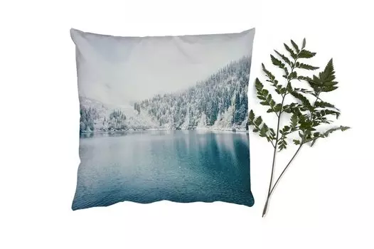 Декоративная подушка MuchoWow Диванная подушка Декоративная подушка для гостиной 60 x 60 см Зима - Вода - Снег - Наволочка - Хлопчатобумажная ткань - Декоративные наволочки