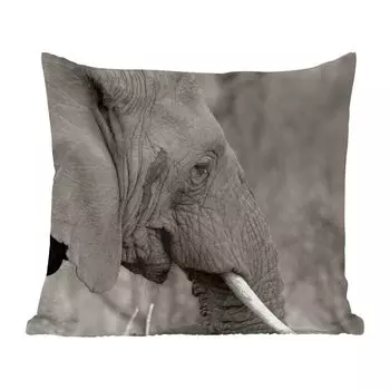 Декоративная подушка MuchoWow Диванная подушка Декоративная подушка для гостиной 60 x 60 см Черно-белый слон - Чехол на подушку - Хлопчатобумажная ткань - Декоративные наволочки