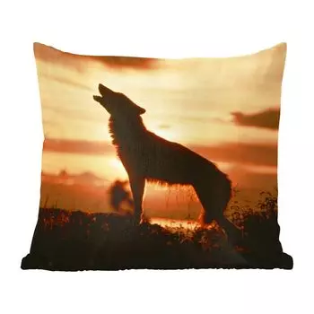 Декоративная подушка MuchoWow Диванная подушка Декоративная подушка для гостиной 60 x 60 см Волк - Солнце - Вырезка из бумаги - Чехол на подушку - Хлопчатобумажная ткань - Декоративные наволочки