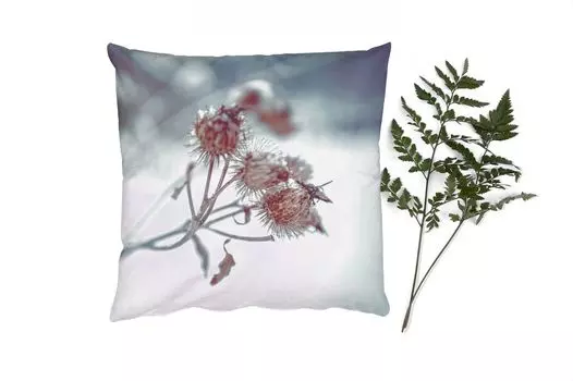 Декоративная подушка MuchoWow Диванная подушка Декоративная подушка для гостиной 60 x 60 см Растения - Зима - Снег - Природа - Наволочка - Хлопчатобумажная ткань - Декоративные наволочки