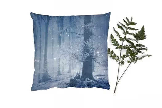 Декоративная подушка MuchoWow Диванная подушка Декоративная подушка для гостиной 60 x 60 см Лес - Зима - Снег - Наволочка - Хлопчатобумажная ткань - Декоративные наволочки