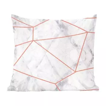 Декоративная подушка MuchoWow, диванная подушка, декоративная подушка для гостиной, 60 x 60 см, мрамор, розовое золото, белый, чехол на подушку, хлопчатобумажная ткань, декоративные чехлы на подушки