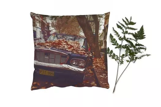 Декоративная подушка MuchoWow Диванная подушка Декоративная подушка для гостиной 60 x 60 см Автомобиль - Осенние листья - Деревенская жизнь - Чехол на подушку - Хлопчатобумажная ткань - Декоративные наволочки