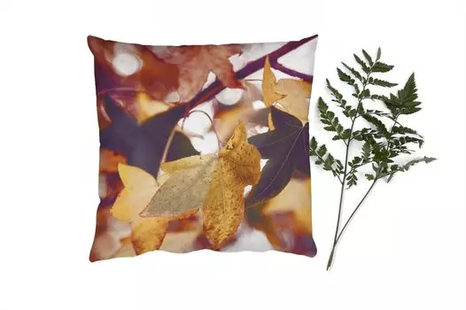 Декоративная подушка MuchoWow Диванная подушка Декоративная подушка для гостиной 60 x 60 см Листья - Клен - Осень - Времена года - Наволочка - Хлопковая ткань - Декоративные наволочки