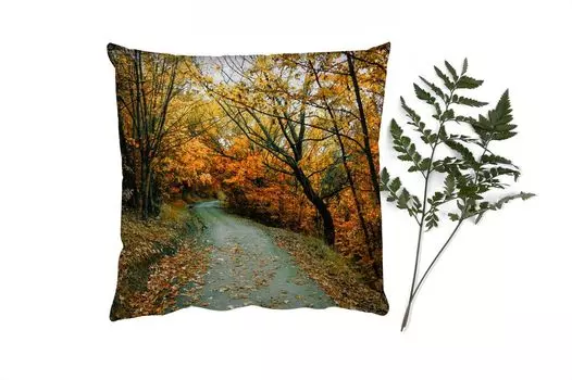 Декоративная подушка MuchoWow, диванная подушка, декоративная подушка для гостиной, 60 х 60 см, листья - осень - лес - чехол на подушку - хлопчатобумажная ткань - декоративные наволочки, мультиколор