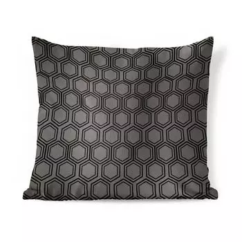 Декоративная подушка MuchoWow, диванная подушка, декоративная подушка для гостиной, 60 х 60 см, черный, узор, шестигранник, чехол на подушку, хлопчатобумажная ткань, декоративные наволочки