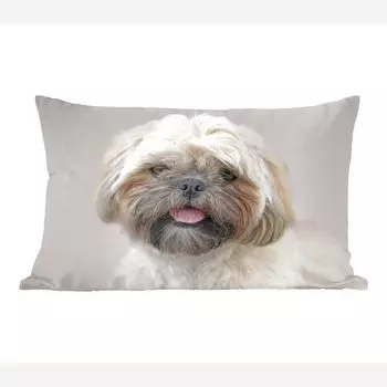 Декоративная подушка MuchoWow, диванная подушка, декоративная подушка для гостиной, 60 х 40 см, портрет собаки Ши-тцу крупным планом - чехлы для подушек - декоративные чехлы для подушек - декоративные чехлы для подушек