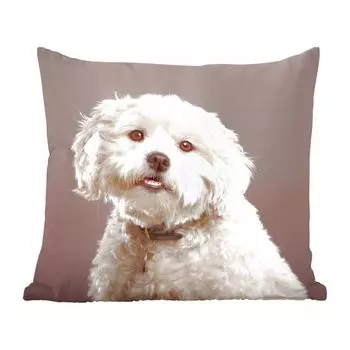 Декоративная подушка MuchoWow, диванная подушка, декоративная подушка для гостиной, 50 х 50 см, портрет мальтийской собаки - чехлы на подушки - украшение - спальня