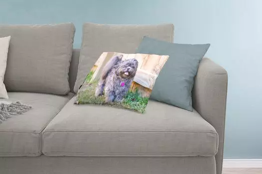 Декоративная подушка MuchoWow Диванная подушка Декоративная подушка для гостиной 60 x 40 см Черная собака ши-тцуби на заборе - Чехлы для подушек - Декоративные чехлы для подушек - Декоративные чехлы для подушек