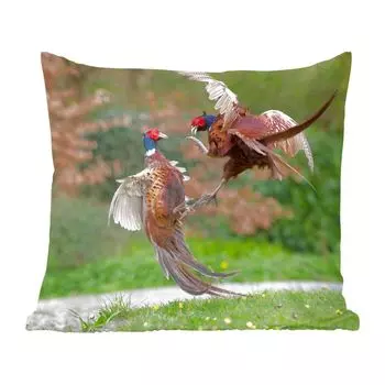 Декоративная подушка MuchoWow, диванная подушка, декоративная подушка для гостиной, 60 х 60 см, фазаны - боевые - птицы - чехол на подушку - хлопчатобумажная ткань - декоративные наволочки