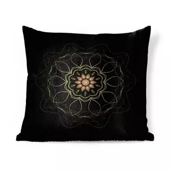 Декоративная подушка MuchoWow, диванная подушка, декоративная подушка для гостиной, 60 х 60 см, мандала на черном фоне - чехол на подушку - хлопчатобумажная ткань - декоративные наволочки