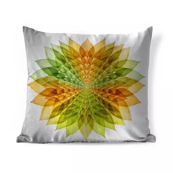 Декоративная подушка MuchoWow, диванная подушка, декоративная подушка для гостиной, 60 х 60 см, зелено-желтая мандала на белом фоне - чехол на подушку - хлопчатобумажная ткань - декоративные чехлы на подушки