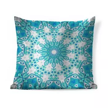 Декоративная подушка MuchoWow, диванная подушка, декоративная подушка для гостиной, 60 х 60 см, красочный бесшовный мозаичный узор на голубом и зеленом - чехол на подушку - хлопчатобумажная ткань - декоративные наволочки