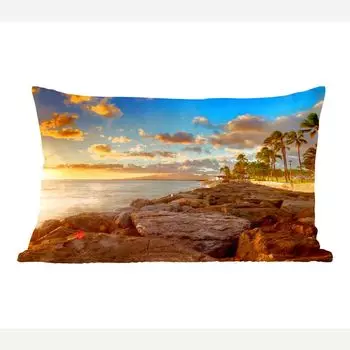 Декоративная подушка MuchoWow Диванная подушка Декоративная подушка для гостиной 60 x 40 см Бриллиантовая голова и закат в Гонолулу, Гавайи - Чехлы для подушек - Декоративные чехлы для подушек - Декоративные чехлы для подушек
