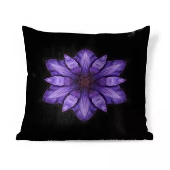 Декоративная подушка MuchoWow, диванная подушка, декоративная подушка для гостиной, 60 х 60 см, мандала фиолетового клематиса на черном фоне - чехол на подушку - хлопчатобумажная ткань - декоративные наволочки