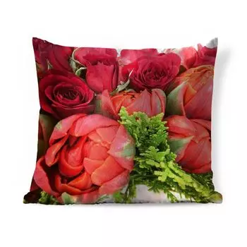 Декоративная подушка MuchoWow, диванная подушка, декоративная подушка для гостиной, 60 х 60 см, букет красных пионов - чехол на подушку - хлопчатобумажная ткань - декоративные наволочки
