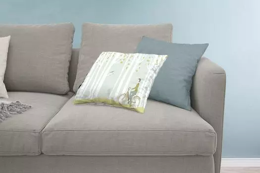 Декоративная подушка MuchoWow, диванная подушка, декоративная подушка для гостиной, 60 х 40 см, иллюстрация женщины, едущей на велосипеде перед березовой рощей - чехлы - декоративные чехлы - декоративные чехлы