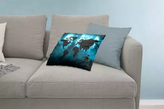 Декоративная подушка MuchoWow Диванная подушка Декоративная подушка для гостиной 60 x 40 см Карта мира - Черный - Синий - Чехлы для подушек - Декоративные чехлы для подушек - Декоративные чехлы для подушек