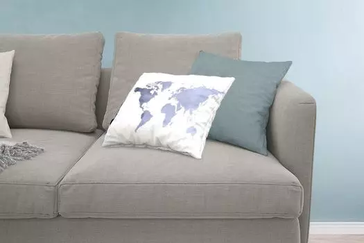 Декоративная подушка MuchoWow Диванная подушка Декоративная подушка для гостиной 60 x 40 см Карта мира - Синий - Серый - Чехлы на подушки - Декоративные чехлы на подушки - Декоративные чехлы на подушки