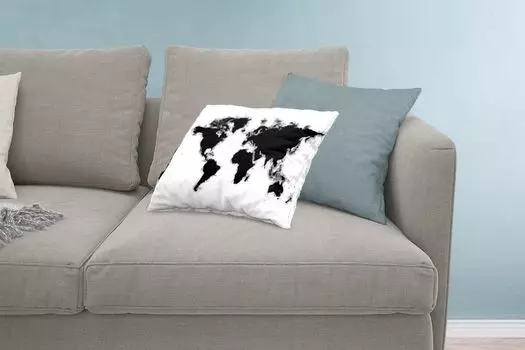 Декоративная подушка MuchoWow Диванная подушка Декоративная подушка для гостиной 60 x 40 см Карта мира - Черный - Белый - Простой - Чехлы для подушек - Декоративные чехлы для подушек - Декоративные чехлы для подушек