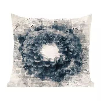 Декоративная подушка MuchoWow, диванная подушка, декоративная подушка для гостиной, 60 х 60 см, цветы, дым, газета, чехол на подушку, хлопчатобумажная ткань, декоративные наволочки