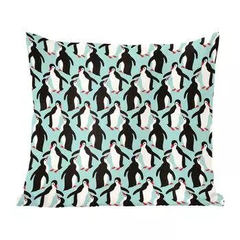 Декоративная подушка MuchoWow, диванная подушка, декоративная подушка для гостиной, 60 х 60 см, иллюстрация с рисунком пингвинов - чехол на подушку - хлопчатобумажная ткань - декоративные наволочки