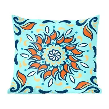 Декоративная подушка MuchoWow, диванная подушка, декоративная подушка для гостиной, 60 х 60 см, цветок - элементы - узор - чехол на подушку - хлопчатобумажная ткань - декоративные наволочки, мультиколор