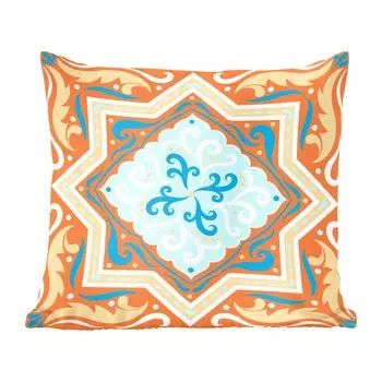 Декоративная подушка MuchoWow Диванная подушка Декоративная подушка для гостиной 60 x 60 см Геометрические фигуры - Синий - Оранжевый - Чехол на подушку - Хлопчатобумажная ткань - Декоративные наволочки