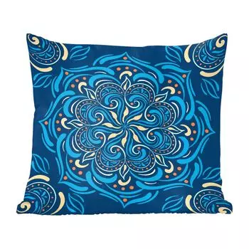 Декоративная подушка MuchoWow Диванная подушка Декоративная подушка для гостиной 60 x 60 см Мандала - Синий - Желтый - Узор - Чехол на подушку - Хлопчатобумажная ткань - Декоративные наволочки