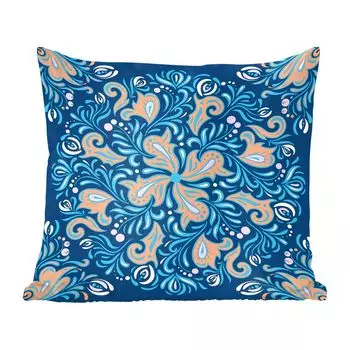 Декоративная подушка MuchoWow, диванная подушка, декоративная подушка для гостиной, 60 х 60 см, цветок, листья, точки, узор, чехол на подушку, хлопчатобумажная ткань, декоративные чехлы на подушки