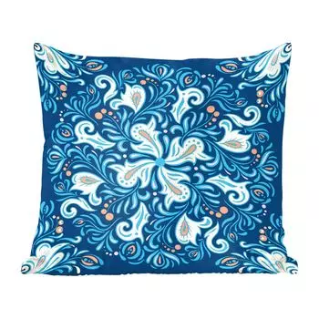 Декоративная подушка MuchoWow, диванная подушка, декоративная подушка для гостиной, 60 х 60 см, лепестки - горошек - круглый - узор - чехол на подушку - хлопчатобумажная ткань - декоративные наволочки