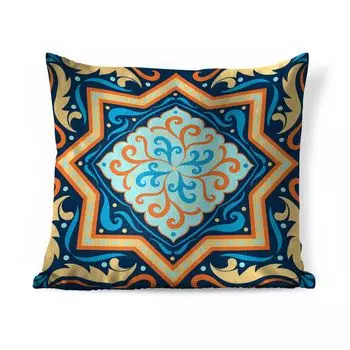 Декоративная подушка MuchoWow, диванная подушка, декоративная подушка для гостиной, 50 х 50 см, звезда, оранжевый, синий, узор, чехлы на подушки, украшение, спальня