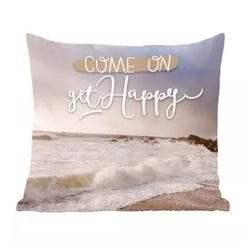 Декоративная подушка MuchoWow, диванная подушка, декоративная подушка для гостиной, 60 х 60 см, приходи, будь счастлива' - пословицы - цитаты - чехол на подушку - хлопчатобумажная ткань - декоративные наволочки
