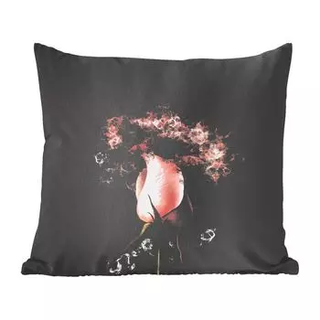 Декоративная подушка MuchoWow, диванная подушка, декоративная подушка для гостиной, 60 х 60 см, розы, цветы, розовый, чехол на подушку, хлопчатобумажная ткань, декоративные чехлы на подушки