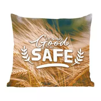 Декоративная подушка MuchoWow, диванная подушка, декоративная подушка для гостиной, 60 х 60 см, пословицы - «Так хорошо быть в безопасности» - цитаты - чехол на подушку - хлопчатобумажная ткань - декоративные наволочки