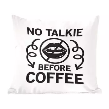 Декоративная подушка MuchoWow Диванная подушка Декоративная подушка для гостиной 60 x 60 см Перед кофе не разговаривают - Пословицы - Кофе - Цитаты - Чехол на подушку - Хлопчатобумажная ткань - Декоративные наволочки