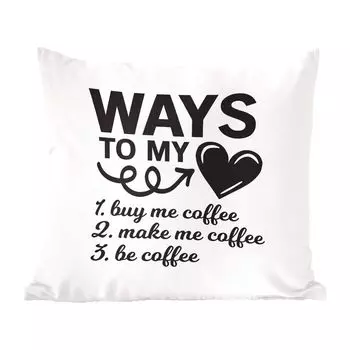 Декоративная подушка MuchoWow, диванная подушка, декоративная подушка для гостиной, 60 х 60 см, пути к моему сердцу - цитаты - пословицы - кофе - чехол на подушку - хлопчатобумажная ткань - декоративные наволочки, мультиколор