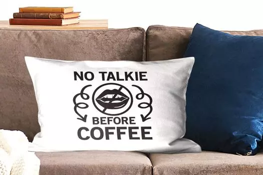 Декоративная подушка MuchoWow Диванная подушка Декоративная подушка для гостиной 60 x 40 см Перед кофе нет звука - Цитаты - Кофе - Пословицы - Чехлы на подушки - Декоративные чехлы на подушки - Декоративные чехлы на подушки