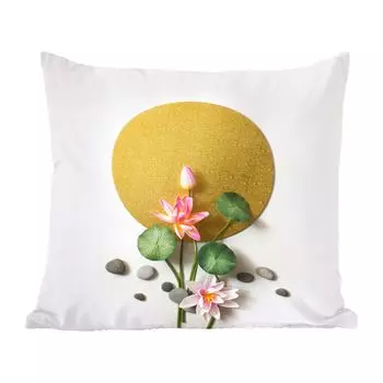 Декоративная подушка MuchoWow Диванная подушка Декоративная подушка для гостиной 60 x 60 см Плоская раскладка азиатского чайного ритуала - Чехол на подушку - Хлопчатобумажная ткань - Декоративные наволочки