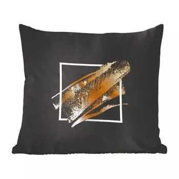Декоративная подушка MuchoWow Диванная подушка Декоративная подушка для гостиной 45 x 45 см, золотистые полосы с черным фоном - Чехлы для подушек - Декоративные чехлы для подушек - Декоративные чехлы для подушек