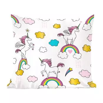 Декоративная подушка MuchoWow, диванная подушка, декоративная подушка для гостиной, 60 х 60 см, иллюстрация единорога для детей - чехол на подушку - хлопчатобумажная ткань - декоративные наволочки
