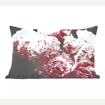 Декоративная подушка MuchoWow, диванная подушка, декоративная подушка для гостиной, 50 х 30 см, букет розовых пионов - чехлы на диванные подушки - без наполнителя