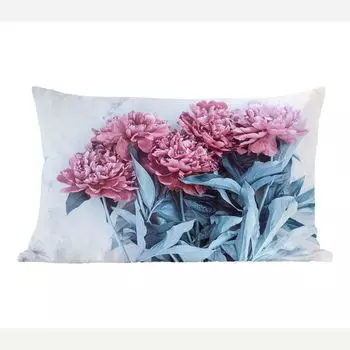 Декоративная подушка MuchoWow, диванная подушка, декоративная подушка для гостиной, 50 х 30 см, бордовые пионы - чехлы для диванных подушек - без наполнителя