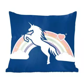 Декоративная подушка MuchoWow, диванная подушка, декоративная подушка для гостиной, 50 х 50 см, иллюстрация единорога с радугой - чехлы на подушки - украшение - спальня
