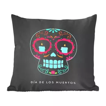 Декоративная подушка MuchoWow Диванная подушка Декоративная подушка для гостиной 45 x 45 см Красочная иллюстрация Dia de los Muertos - Чехлы для подушек - Декоративные чехлы для подушек - Декоративные чехлы для подушек