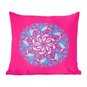 Декоративная подушка MuchoWow, диванная подушка, декоративная подушка для гостиной, 60 х 60 см, мандала с цветами - чехол на подушку - хлопчатобумажная ткань - декоративные наволочки