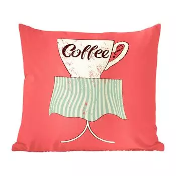 Декоративная подушка MuchoWow Диванная подушка Декоративная подушка для гостиной 50 x 50 см Кофе? - Винтаж - Кофейные кружки - Поговорки - Цитаты - Наволочки - Украшение - Спальня